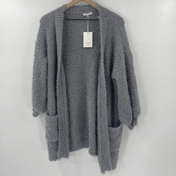 Frnch Paris Long Sleeve Solid Eyelash Oversized Cardigan,New- Gray - S/M - Picture 2 of 4